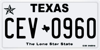 TX license plate CEV0960
