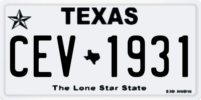 TX license plate CEV1931