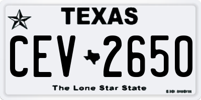 TX license plate CEV2650