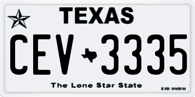 TX license plate CEV3335