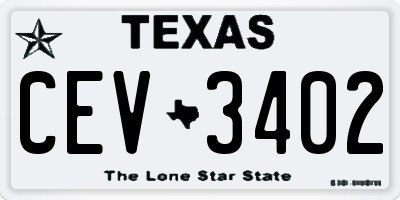 TX license plate CEV3402