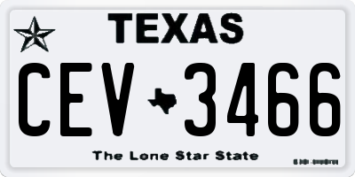 TX license plate CEV3466
