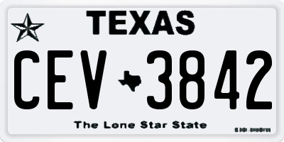 TX license plate CEV3842