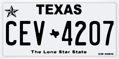 TX license plate CEV4207