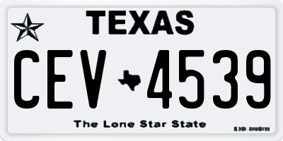 TX license plate CEV4539