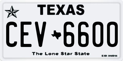 TX license plate CEV6600