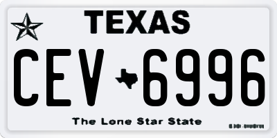 TX license plate CEV6996