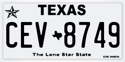 TX license plate CEV8749