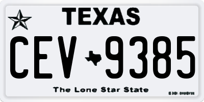 TX license plate CEV9385