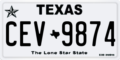 TX license plate CEV9874