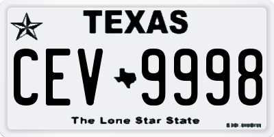 TX license plate CEV9998