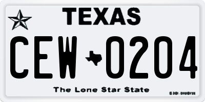 TX license plate CEW0204