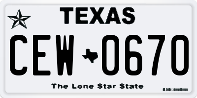 TX license plate CEW0670