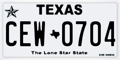 TX license plate CEW0704
