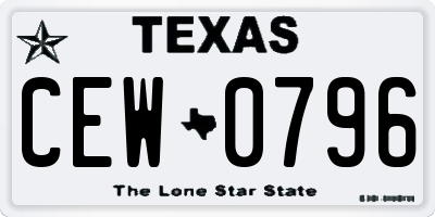 TX license plate CEW0796