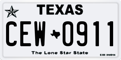 TX license plate CEW0911