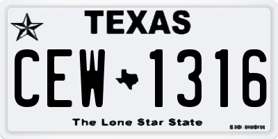 TX license plate CEW1316