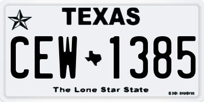 TX license plate CEW1385