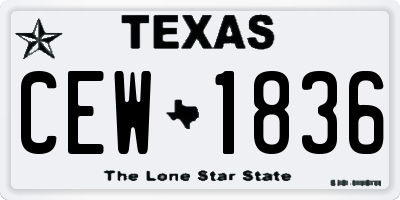 TX license plate CEW1836