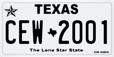 TX license plate CEW2001