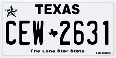 TX license plate CEW2631