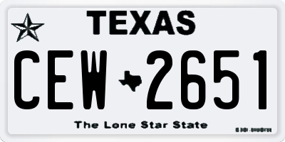 TX license plate CEW2651