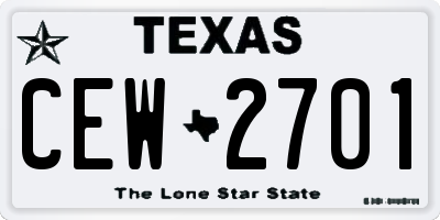 TX license plate CEW2701