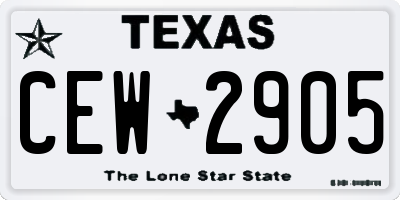 TX license plate CEW2905