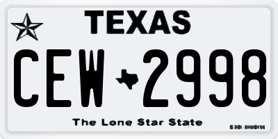 TX license plate CEW2998