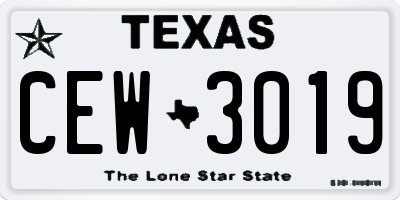 TX license plate CEW3019