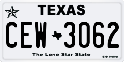 TX license plate CEW3062