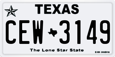 TX license plate CEW3149