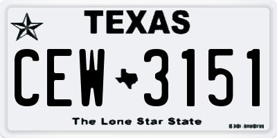 TX license plate CEW3151