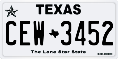 TX license plate CEW3452