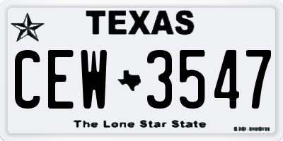 TX license plate CEW3547