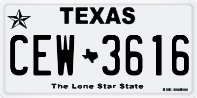 TX license plate CEW3616