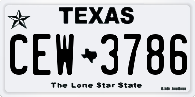 TX license plate CEW3786