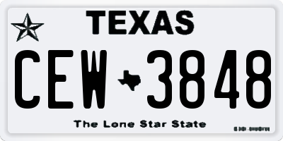 TX license plate CEW3848