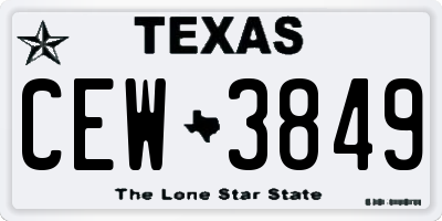 TX license plate CEW3849