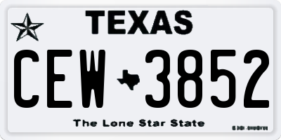 TX license plate CEW3852