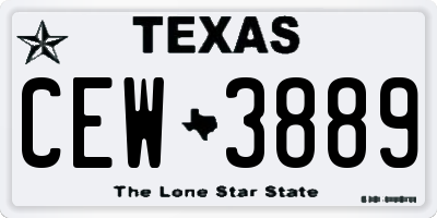 TX license plate CEW3889