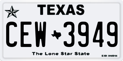 TX license plate CEW3949