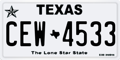 TX license plate CEW4533