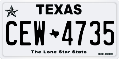 TX license plate CEW4735