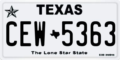 TX license plate CEW5363