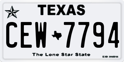 TX license plate CEW7794