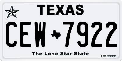 TX license plate CEW7922