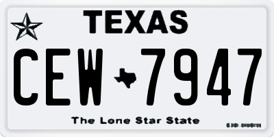 TX license plate CEW7947