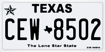 TX license plate CEW8502