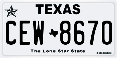 TX license plate CEW8670